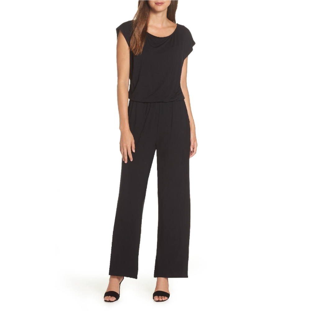 🌹Sara Blouson Jumpsuit in Black with Pocke